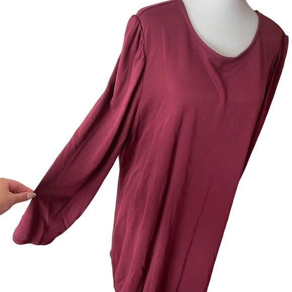 Old Navy Plus 2XL Shift Dress Long Sleeve Knit Wine Maroon Keyhole Back - Picture 8 of 11
